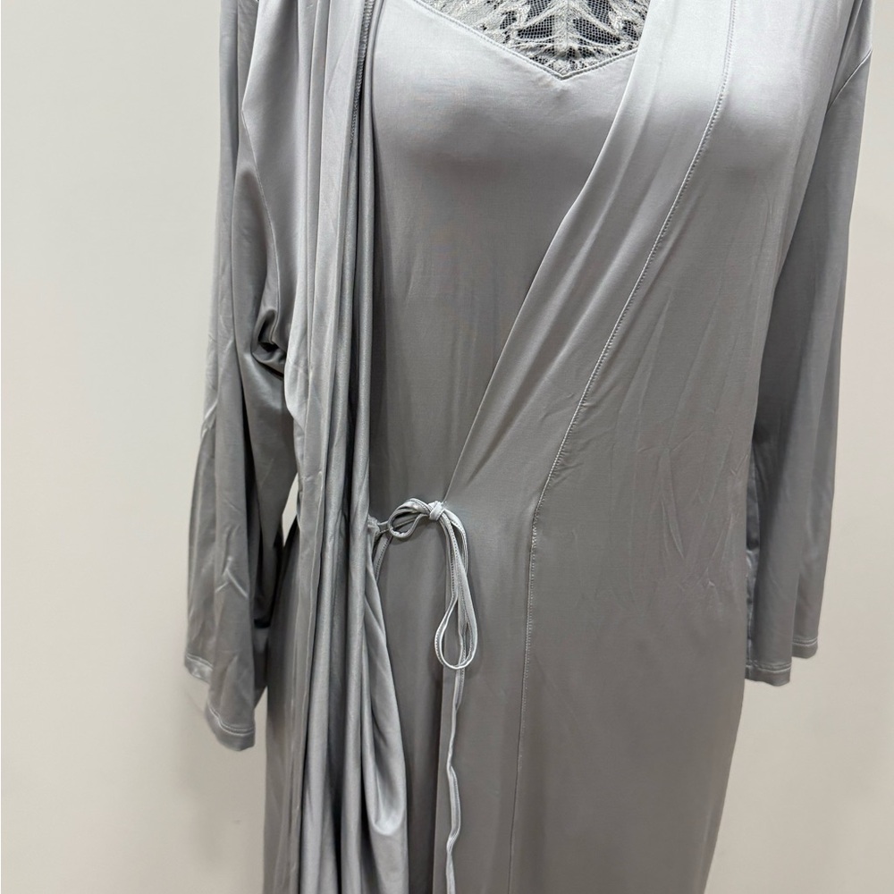 NWT! Hanro Mae Kimono Silver Grey Women's Robe - Picture 2 of 5